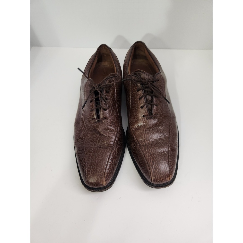 Footjoy Icon Leather Golf Shoe Lace Up Oxford Men 10.5 M Brown Snake spikeless